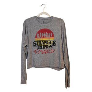 Stranger Things Long Sleeve Cropped Grey t-shirt